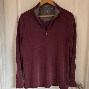 Saks Fifth Avenue Maroon Zip-Up Sweater